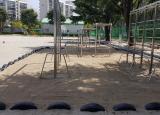 문성 초등학교 모래 소독